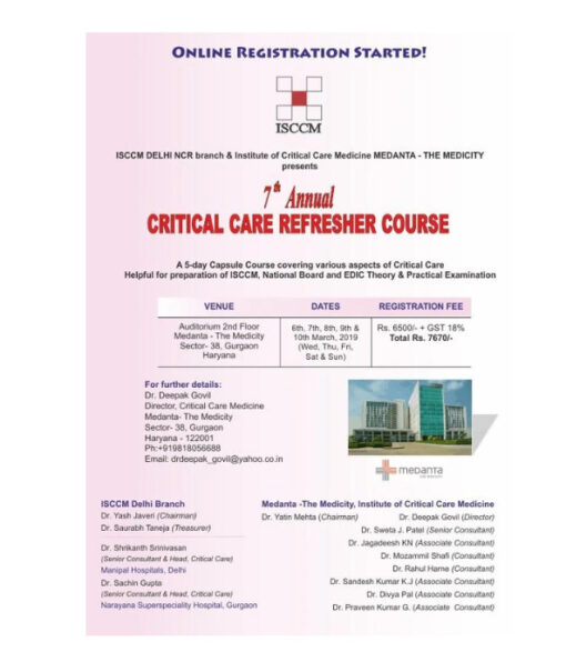 ISCCM 7th Annual Critical Care Refresher Course 2019