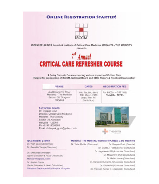 ISCCM Critical Care Reefrsher Course 2019